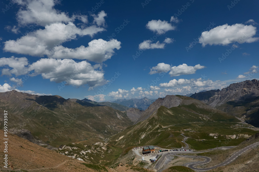The legendary Col du Galibier cycling port in the Écrins National Park. Alps. France The legendary Col du Galibier cycling port in the Écrins National Park. Alps. France