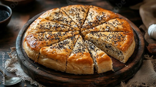 A traditional Turkish dessert: Poppy cake, sweet and known as 'Hashasli Revani' in Turkish photo