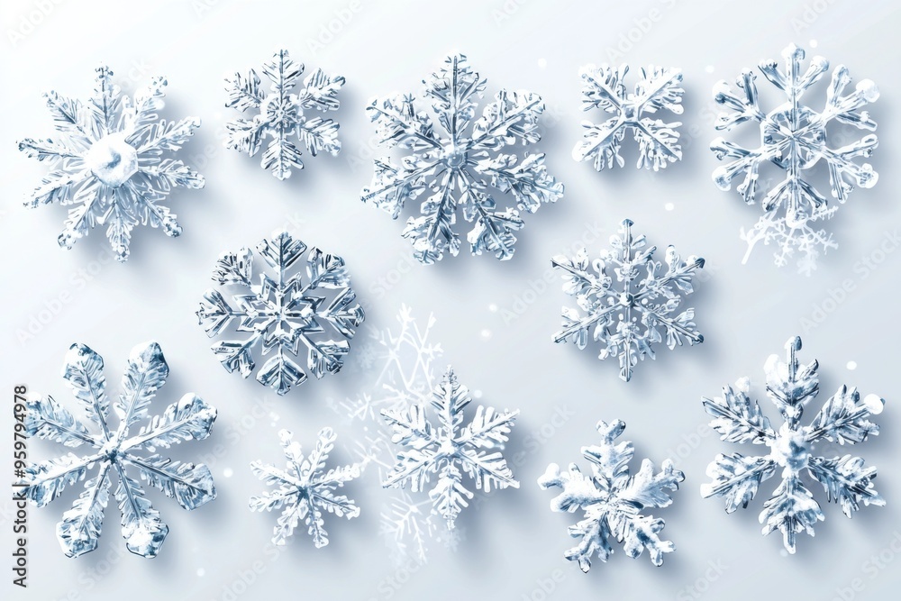 Snowflakes in various shapes Snowflakes in various shapes