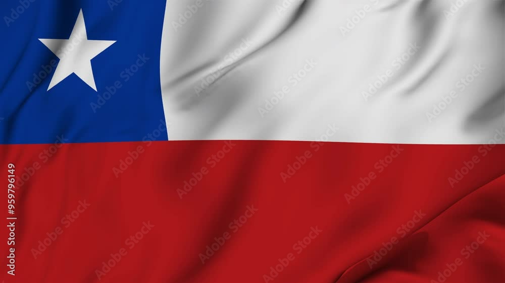 A beautiful view of the Chile flag video. 3d flag-waving video. Chile flag 4K resolution.