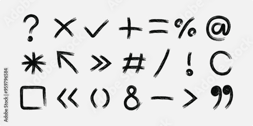 Vector multiplication and cross ink brush stroke icon, punctuation X vector grunge and symbol, plus, symbol, cross sign set. Grunge vector illustrations