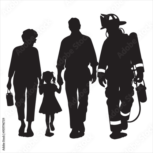 fireman silhouette Vector Firefighter Man silhouette  collection, 