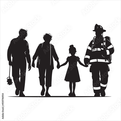 fireman silhouette Vector Firefighter Man silhouette  collection, 