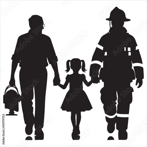 fireman silhouette Vector Firefighter Man silhouette  collection, 