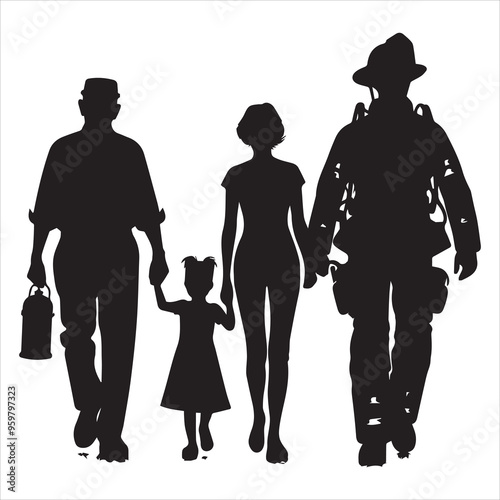 fireman silhouette Vector Firefighter Man silhouette  collection, 