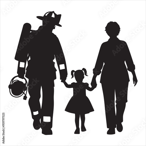 fireman silhouette Vector Firefighter Man silhouette  collection, 