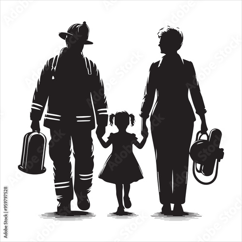 fireman silhouette Vector Firefighter Man silhouette  collection, 