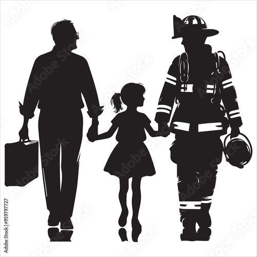 fireman silhouette Vector Firefighter Man silhouette  collection, 