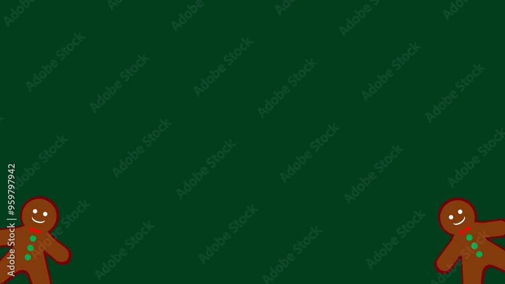 Fototapeta premium Christmas background illustration of Christmas gingerbread man with copy space