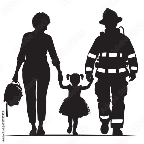 fireman silhouette Vector Firefighter Man silhouette  collection, 