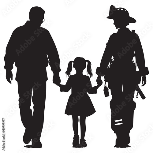 fireman silhouette Vector Firefighter Man silhouette  collection, 