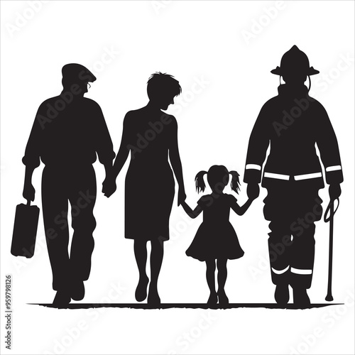 fireman silhouette Vector Firefighter Man silhouette  collection, 