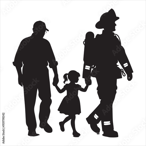 fireman silhouette Vector Firefighter Man silhouette  collection, 