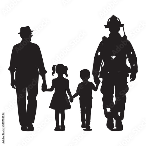 fireman silhouette Vector Firefighter Man silhouette  collection, 