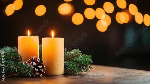 Christmas Eve church service with candles and carols, a peaceful gathering