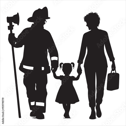 fireman silhouette Vector Firefighter Man silhouette  collection, 