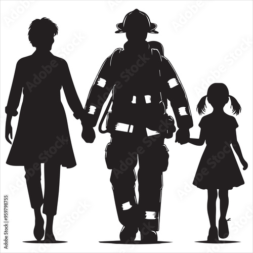 fireman silhouette Vector Firefighter Man silhouette  collection, 