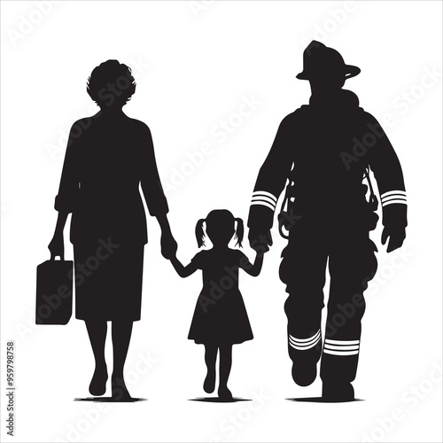 fireman silhouette Vector Firefighter Man silhouette  collection, 