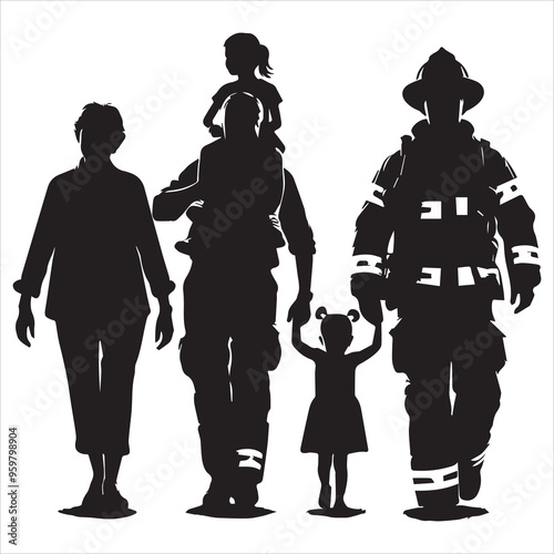 fireman silhouette Vector Firefighter Man silhouette  collection, 