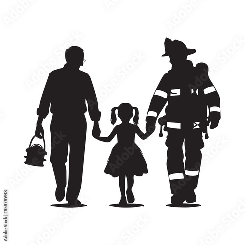 fireman silhouette Vector Firefighter Man silhouette  collection, 