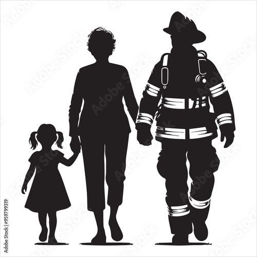 fireman silhouette Vector Firefighter Man silhouette  collection, 