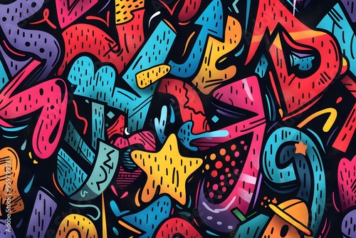 Wallpaper Mural Vibrant Graffiti Art with Colorful Patterns and Shapes Torontodigital.ca