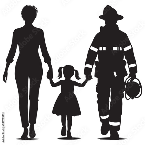 fireman silhouette Vector Firefighter Man silhouette  collection, 