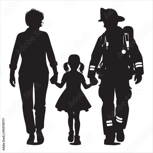 fireman silhouette Vector Firefighter Man silhouette  collection, 