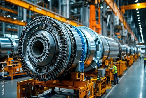 Large Industrial Machine with Circular Gear System in a Factory