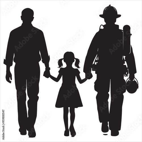 fireman silhouette Vector Firefighter Man silhouette  collection, 