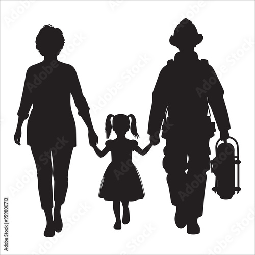 fireman silhouette Vector Firefighter Man silhouette  collection, 