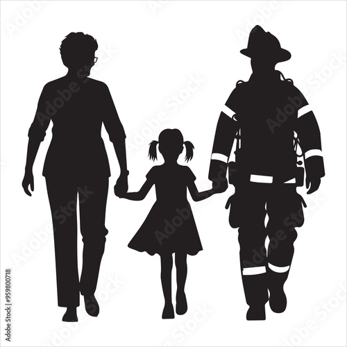 fireman silhouette Vector Firefighter Man silhouette  collection, 