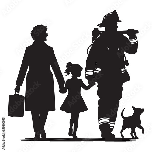 fireman silhouette Vector Firefighter Man silhouette  collection, 