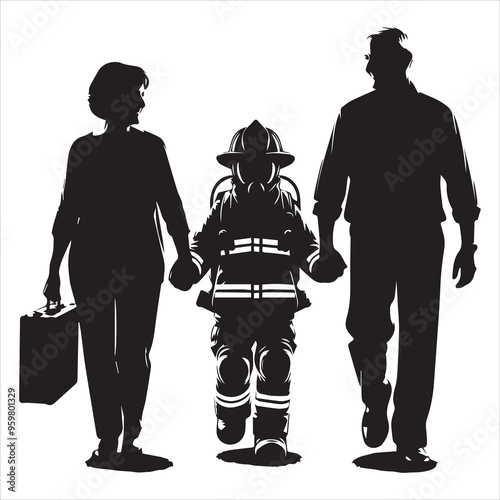 fireman silhouette Vector Firefighter Man silhouette  collection, 