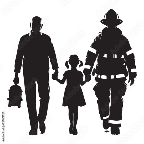 fireman silhouette Vector Firefighter Man silhouette  collection, 