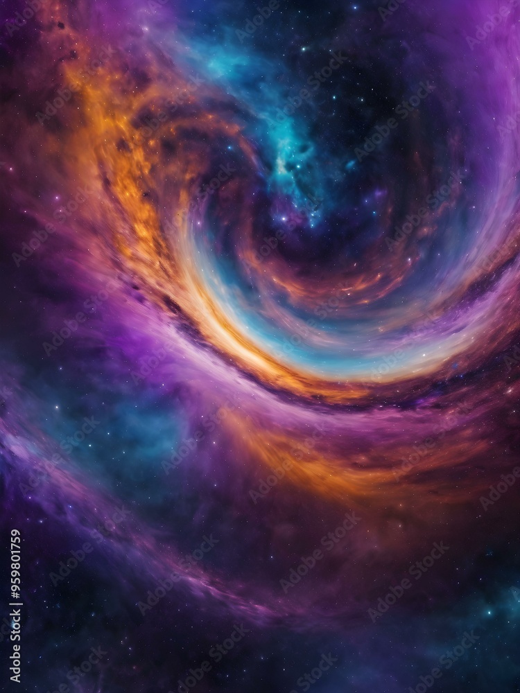 Galaxy vortex background with swirling purple and blue hues