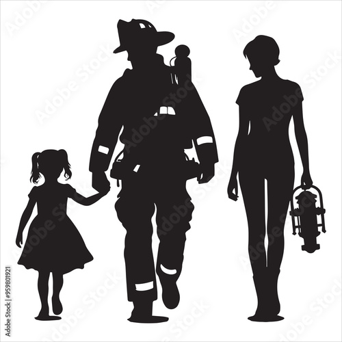 fireman silhouette Vector Firefighter Man silhouette  collection, 