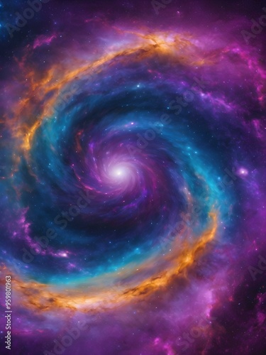 Galaxy vortex background with swirling purple and blue hues