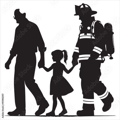fireman silhouette Vector Firefighter Man silhouette  collection, 