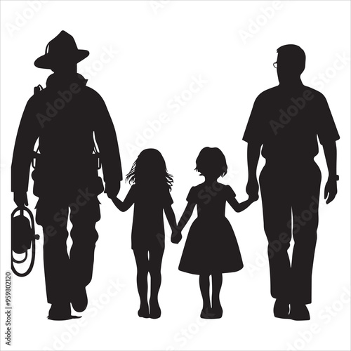 fireman silhouette Vector Firefighter Man silhouette  collection, 