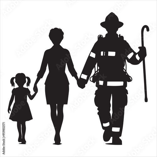 fireman silhouette Vector Firefighter Man silhouette  collection, 