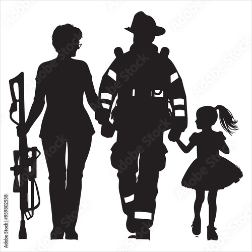 fireman silhouette Vector Firefighter Man silhouette  collection, 