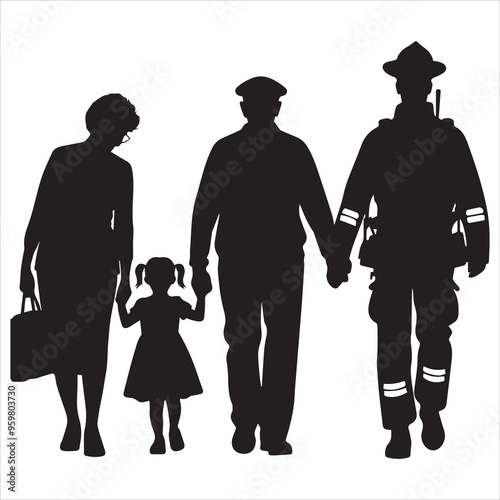 fireman silhouette Vector Firefighter Man silhouette  collection, 