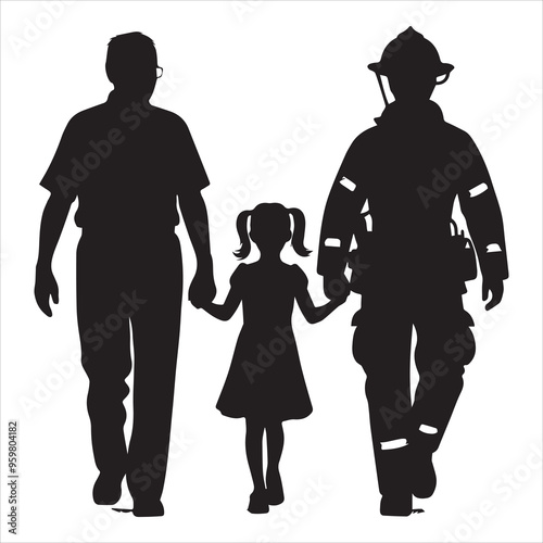 fireman silhouette Vector Firefighter Man silhouette  collection, 
