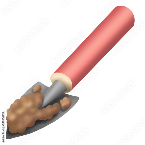 trowel, which is a small handheld tool used for digging, applying, leveling, or moving small amounts of material