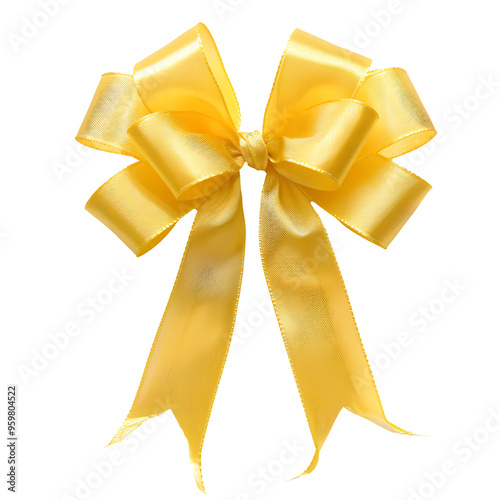 A Golden Satin Bow on a White Background photo