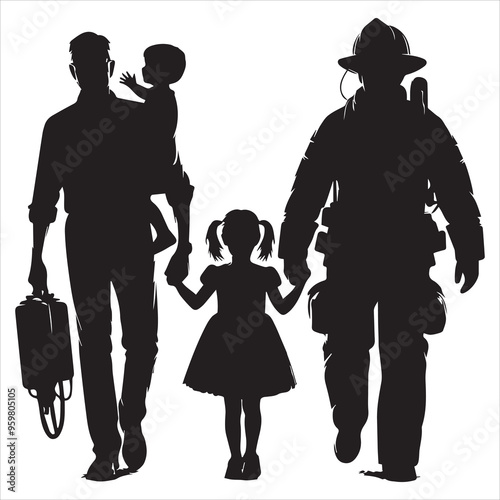 fireman silhouette Vector Firefighter Man silhouette  collection, 
