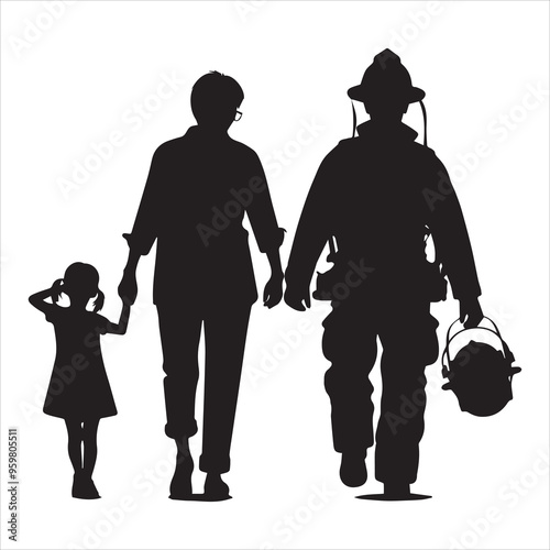fireman silhouette Vector Firefighter Man silhouette  collection, 
