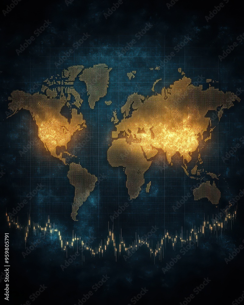 Naklejka premium Digital display of interest rates falling rapidly, representing global financial changes