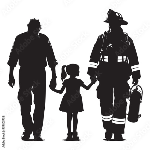 fireman silhouette Vector Firefighter Man silhouette  collection, 
